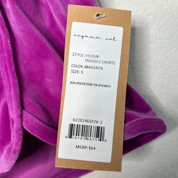 Niyama Sol Magenta Velour Snuggle Loungewear Shorts Womens Size Small NWT - Picture 4 of 4
